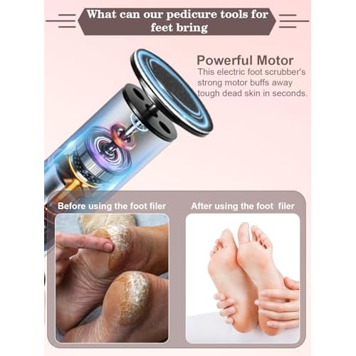 Electric Foot Callus Remover,MOWLIE Electric Foot Care Tools with Speed Controller and 60pcs Replacement Sandpaper Disk for Men Women Dead Dry Crack Skin Calluses (Black)