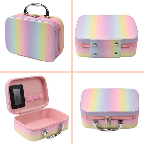 Makeup Set for Girls, Rainbow Makeup Kit, Beauty Boxes with Brushes and Cosmetics, Fashionable Makeup Case Organizer, Pink