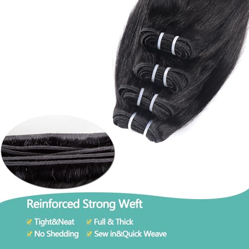 12A Straight Human Hair Bundles (12 12 14 14 Inches, 4 Bundles) 100% Unprocessed Brazilian Virgin Hair for Women Natural Black Hair Weave