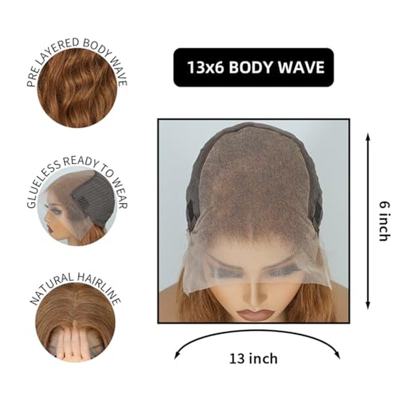 Chocolate Brown Lace Front Wig Human Hair 12A 250% Density HD Glueless Colored Brown 13X6 Body Wave Lace Front Wigs Human Hair pre Plucked with Baby Hair 26 Inch