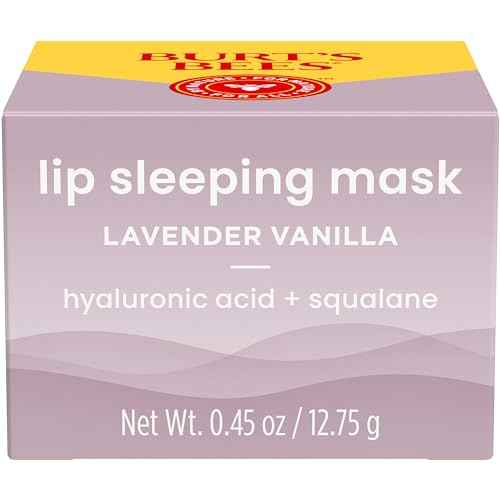 Burt’s Bees Stocking Stuffers, Lavender Vanilla Lip Sleeping Mask, With Hyaluronic Acid and Squalane Moisturizer To Instantly Hydrate Lips, Overnight Lip Mask, Lip Treatment Christmas Gifts, 0.45 oz.