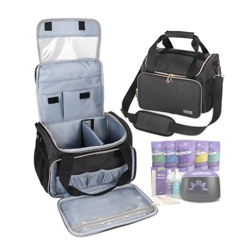 Universal Waxing Kit Carry Bag Compatible with Tress Wellness - Portable Organizer for Wax Warmer, Wax Beans, Pre & After Wax Sprays, and Accessories - Only Bag (Elegant Grey)