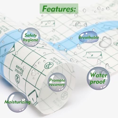 Rayyl Tattoo Aftercare Bandage Second Skin Covers Roll 6" x 2 Yard - Tattoo Waterproof Film Aftercare Bandage Waterproof, Second Skin Cover up Tape Transparent Film Healing Protective (6" x 2 Yard)