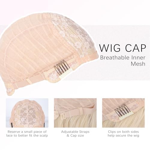 Blonde Wig With Bangs For Women Long Straight Blonde wig Heat Resistant Synthetic Wig for Girls Daily Use Party Halloween Cosplay Wig 24inch