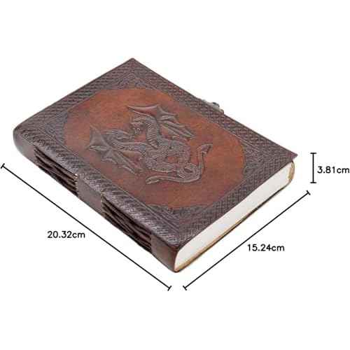 Handmade Leather Double Dragon Journal | Writing Notebook Diary | Bound Daily Notepad for Men & Women Unlined Paper Medium, Writing pad for Artist, Sketch