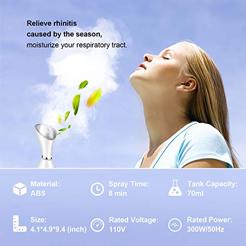 Facial Steamer for Facial Deep Cleaning, Moisturize, Unclog Pores, Face Spa, Nano Ionic Humidifier, Home Facial Warm Mist Face Steamer with Blackhead Removal Kit, Brush, Hair Band