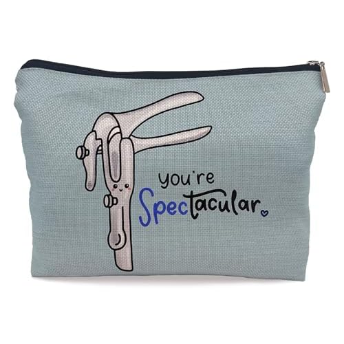 Ayxvt Obgyn Cosmetic Makeup Bag - Medical Office Decor, Midwife Gifts, Doctor Gifts (Blue)