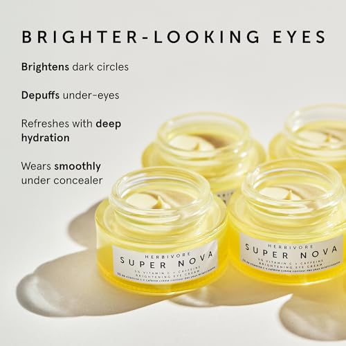 HERBIVORE Super Nova 5% THD Vitamin C + Caffeine Brightening Eye Cream | Targets Dark Circles & Puffiness | Vegan, Plant-Based, Cruelty-Free,15 mL / 0.5 oz