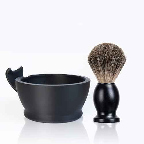 Shaving Brush Set for Men,2 in 1 Shaving Brush Set Includes Pure Badger Shaving Brush and PLA Shaving Bowl (Set2)