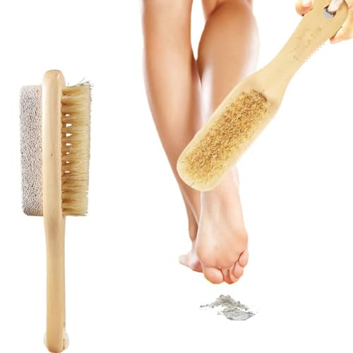 1pc Callus Corn Foot File Remover Pumice Stone Brush Foot Scrubber Exfoliator Double Side with Pumice Stone and Bristle Brush Heel Scraper Pedicure File Removes Dead Skin for Men Women