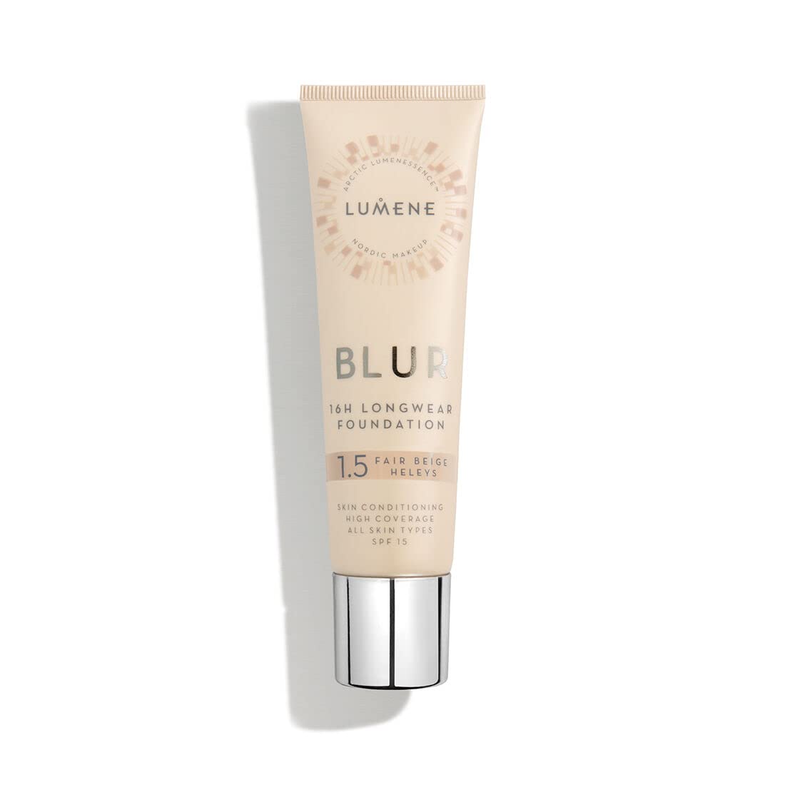 Lumene Longwear Blur Foundation SPF 15 - Medium Coverage with Arctic Cloudberry | 30 ml (1.5 Fair Beige)