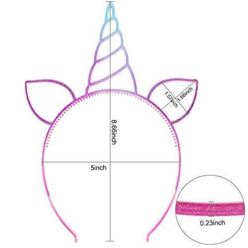 18 Pcs Unicorn Cat Ear Headband Party Favors for Girls Adult Cosplay Rainbow Glitter Plastic Christmas Hair Hoop