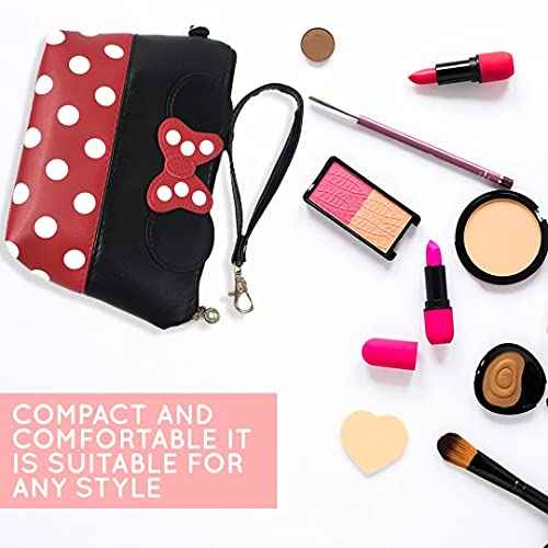 BELMAKS Black Murine Makeup Bag Cosmetic Bags Toiletry Organizer White Polka Dots Red Cartoon Makeup Organizer for Teen Girls 5.1" x 5.9" Murine Zipper Cute Purse for Travel