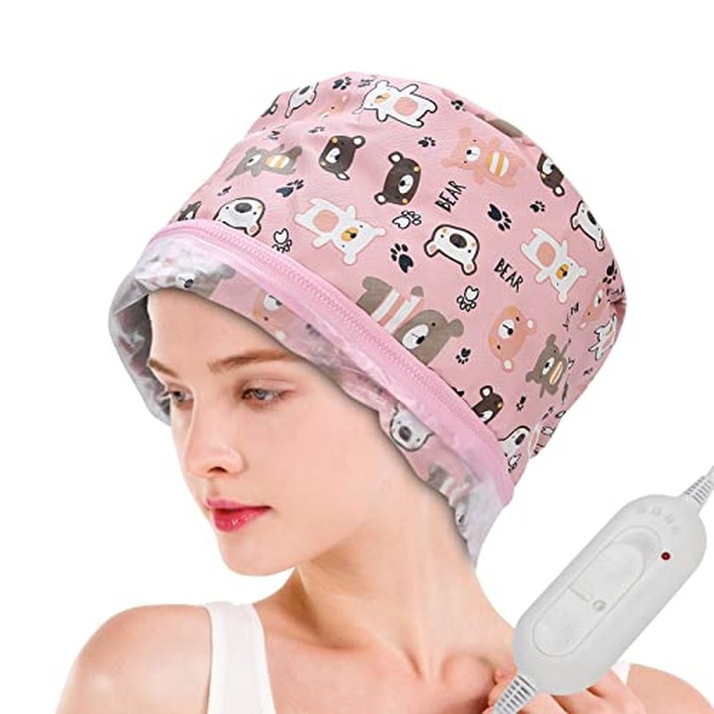 Hair Steamer Thermal Heat Cap, Heating Cap for Deep Conditioning Scalp Treatment Spa Hot Head Care Tool Portable 3 Gears Temperature Control Protection Detachable Electric for Home Salon Use