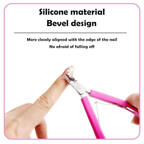 Fine Edge Cuticle Trimmer & Nippers, Scissor, Nail Clippers Silicone Handle Carbon Steel Nail Tools for Precise Removal, Durable Washable Cuticle Cutter & Remover (Rose-Color 1PC)
