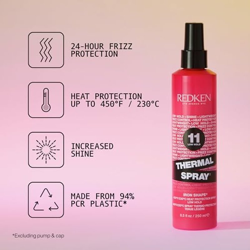 Redken Thermal Spray 11 Low Hold For All Hair Types - Provides a Smooth, Silky & Frizz-Free Blow-Dry Finish while Protecting Against Heat Damage