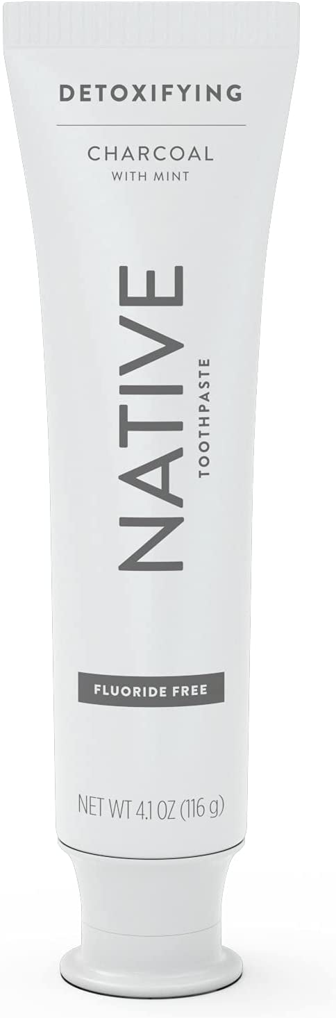 Native Toothpaste Made from Naturally-Derived Cleaners and Simple Ingredients that Safely Whitens Teeth, 4.1 oz, Charcoal Fluoride Free - 1 Count