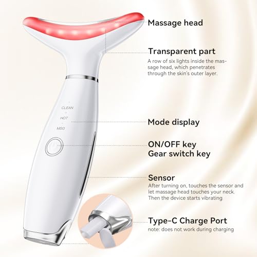 Neck Face Massager, Portable Facial Massager, 3 Modes Face Sculpting Tool, Face Massager Tool for Skin Care, (White)