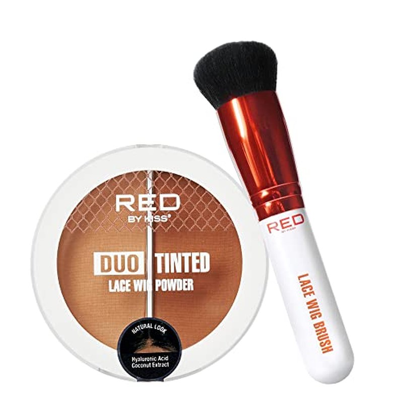 RED by Kiss Lace Wig Brush Tinted Powder Set ? Matte Finish, Oil Control, Lightweight, Long-lasting, Mix & Match Shade Duo