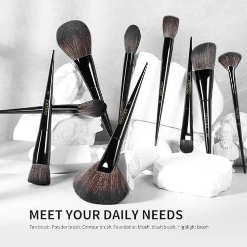 Docolor Makeup Brushes Set Professional 30Pcs Obsidian Makeup Brushes Premium Synthetic Powder Kabuki Foundation Contour Blush Concealer Eye Shadow Blending Eyeliner Crease Eyebrow Make Up Brush Kit