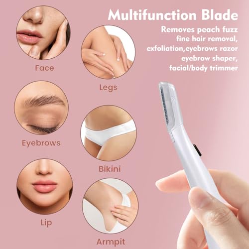 6 Pack Replacement Heads for Finishing Touch Flawless Dermaplane Glo Facial Exfoliation Tool, Replacement Blades for Flawless Dermaplane Razor- Include Replace Tray + Clean Brush