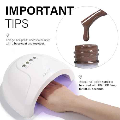 AILLSA Brown Gel Nail Polish Dark Chocolate Brown Gels Polish Fall Winter Color Nail Polish Natural Neutral High Gloss Soak Off U V Gel Nail Salon DIY Holiday Gifts 0.5 Fl Oz/GF07