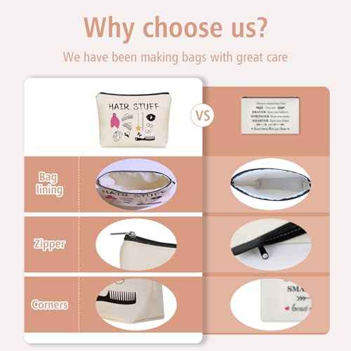 Hair Stuff Makeup Bag Gifts: Hair Accessories Themed Cosmetic & Toiletry Organizer Pouch For Teen Girls & Women Hairstylist Sisters, Friends.Ideal Gift For Travel, Birthdays, & Christmas.