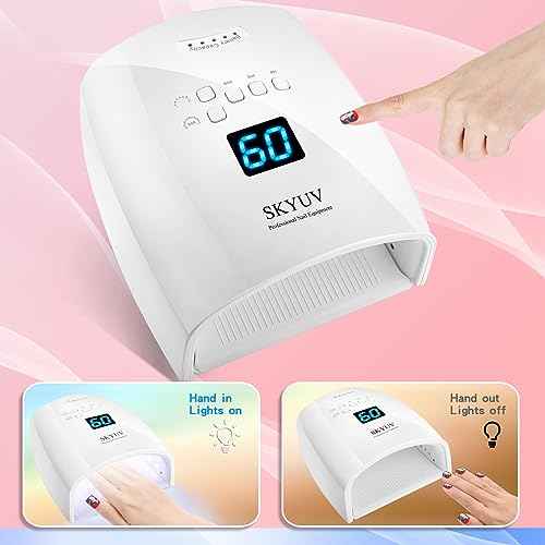 Rechargeable Faster Drying UV LED Nail Lamp, LED Nail Dryer Gel Polish Light Nail Polish Curing LED Nail Dryer Automatic Sensor Professional Nail Light Suitable for Fingernails and Toenails