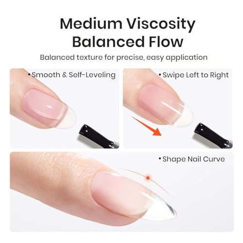 Beetles Builder Gel for Nails,0.51 oz 8 in 1 Clear Builder Strengthener Gel Enhancement Nail Building Nail Apex for Beginners & DIY Fall Halloween Nails Salon Manicure,LED & UV Lamp Needed