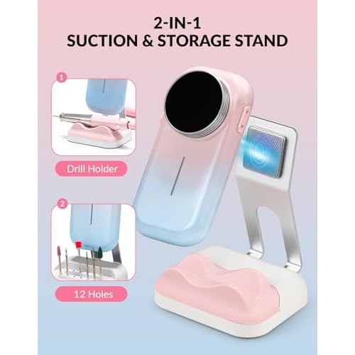 BAOSHISHAN Professional Nail Drill Machine, 20000RPM Electric Cordless Nail Drill with Base Pen Holder, Rechargeable Nail File 11 Drill Bits for Remove Gel Acrylic Nail