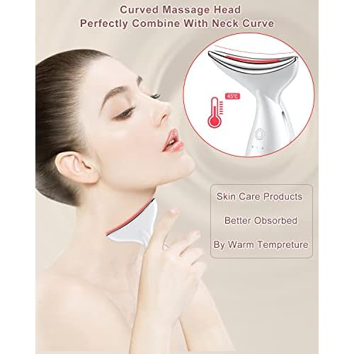 Face and Neck Massger for Skin Care Electric Face Neck Lifting Massager with 45¡É Heat & 3 Massage Modes for Wrinkles Facial Neck Massager (WHITE)