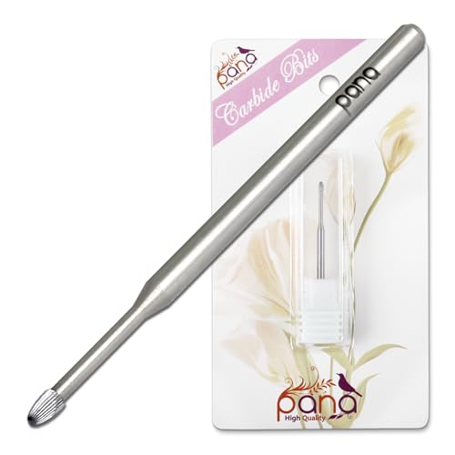 PANA 3/32" Carbide Cuticle Nail Drill Bit for Cuticle Cleaning, Dead Skin Removal, Gel Polish & Acrylic Removal, Under Nail Cleaner, Nail Salon, Manicure Tools (Snake Head - Silver, Medium)