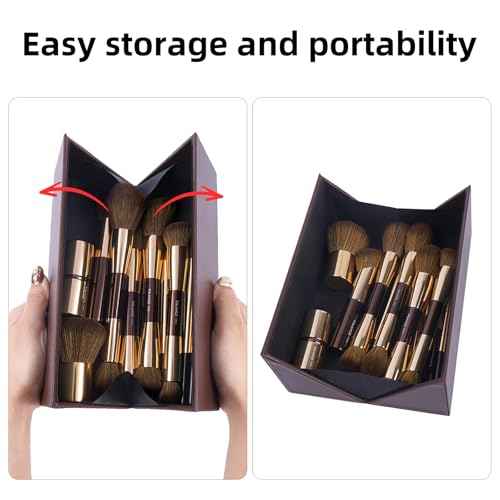 MAANGE 20 Pcs Makeup Brushes with Gift Box, Double-End Multi-functional Makeup Brushes for Blending Liquid Powder Concealer Cream Blush Buffe,Coffee Gold