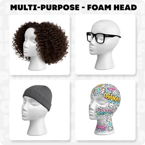 Smilco 11" 3 Pcs Wig Head - Tall Female Foam Mannequin Wig Stand and Holder for Style, Model And Display Hair, Hats and Hairpieces, Mask - for Home, Salon and Travel£¨3 Pieces£©