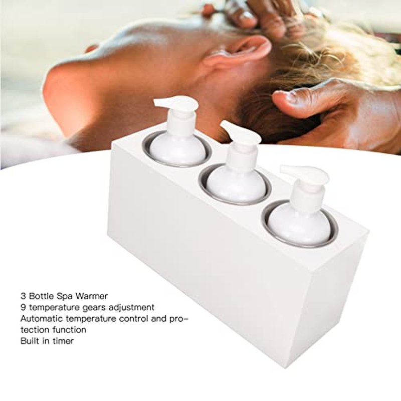 Massage Oil Warmer, Portable 3 Bottles Massage Oil Lotion Warmer with Constant Temperature & Timer, Professional Oil Lotion Cream Warmer Heater for Home, Salon, Spa Massage