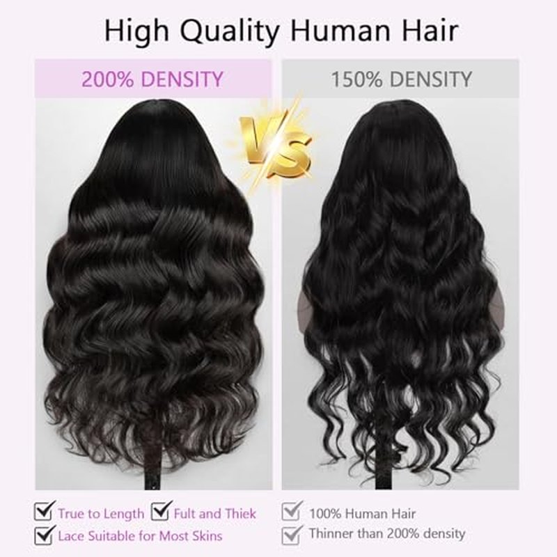 Body Wave Lace Front Wigs Human Hair Pre Plucked 200% Density 13x6 Lace Front Wigs Human Hair HD Lace Frontal Wigs Glueless Wigs Human Hair for Women 24 Inch
