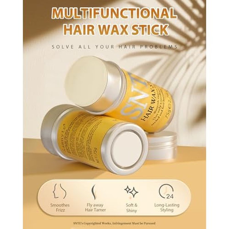 Samnyte Hair Wax Stick, 2PCS Wax Stick for Hair Slick Stick, Hair Wax Stick for Flyaways Hair Gel Stick Non-greasy Styling Cream for Fly Away & Frizz Hair