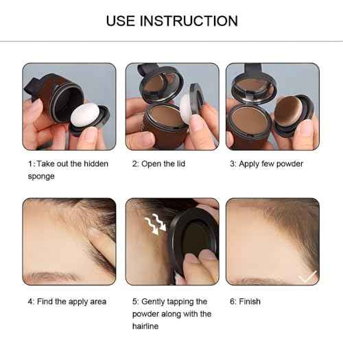 Hairline Powder Root Touch Up Hair Color, Instant Hairline Powder for Thinning Areas and Gray Hair Coverage, Natural and Non-greasy Root Cover up for Women and Men (Black, 03)