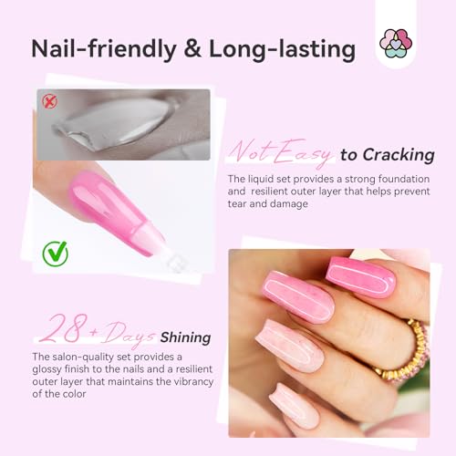 SAVILAND Dip Powder Liquid Set: 4 Pcs Nail Dip Liquid Set with HEMA-free Base Activator Top Coat and Brush Saver 15 ml/0.5 Fl.oz Dipping System Essentials No Curing Home Use DIY Salon Art