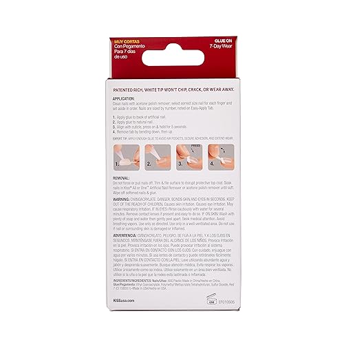 Kiss Everlasting French Nail Manicure, Chip-Free with Flexi-Fit Technology, Real Short, "Endless", Nail Kit with Pink Nail Glue (Net Wt. 2 g / 0.07oz.), Mini File, Manicure Stick, and 28 Fake Nails