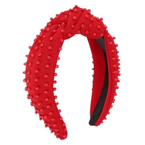 Ondder Red Hairband Top Knot Headband for Women, Cloth Head Bands for Women's Hair, Wide Knotted Headbands for Women Girls, Non Slip Fashion Headbands, One Size Fits All for Her