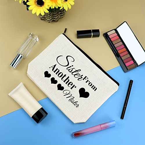 Sister Gift from Sister Best Friend Makeup Bag Gifts Friendship Gifts for Her Inspirational Gift Cosmetic Bag Christmas Birthday Graduation Wedding Gift for Girls Friend Sister Bestie Travel Pouch