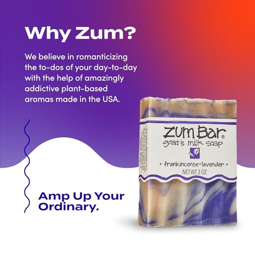 Indigo Wild Zum Goat's Milk Soap Bar - Bar Soap for Hands & Body Made with Essential Oils - 3 oz - Frankincense-Lavender (6 Pack)