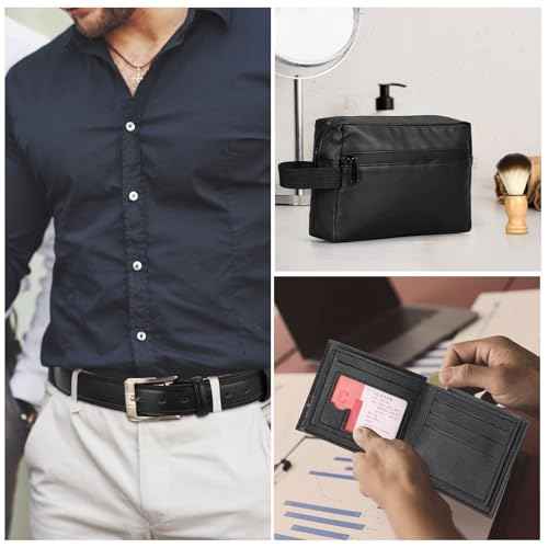 10 Pcs Birthday Gifts Baskets for Men Get Well Soon Gifts Beard Care Set for Him with Bathrobe, Wallet, Makeup Bag, Belt, Bracelet, Beard Comb & Brush Set for Dad Boyfriend Husband(Blue)