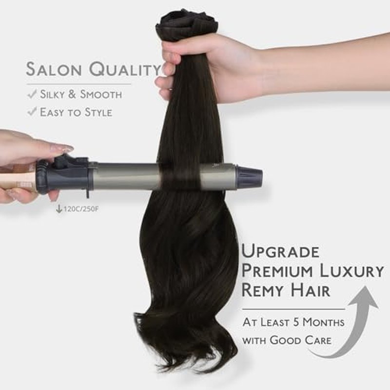WENNALIFE Invisi Edge Clip in Hair Extensions Real Human Hair, 16 Inch 130g 7pcs Dark Brown Seamless Clip in Extensions Remy Hair Clip Ins Invisible PU Skin Weft Straight Extensiones De Cabello Hmano