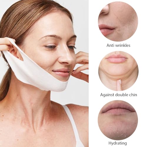 Kaely 8Pcs V Line Lifting Mask,Double Chin Mask,Chin Strap for Double Chin for Women,Face Lift Masks with Collagen,Hydrating Anti-aging