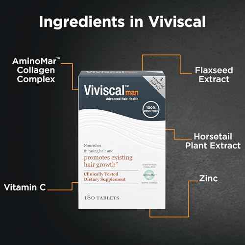 Viviscal Men's Hair Growth Supplements for Thicker Fuller Hair, Clinically Proven Collagen Complex, 180 Tablets 3 Month Supply