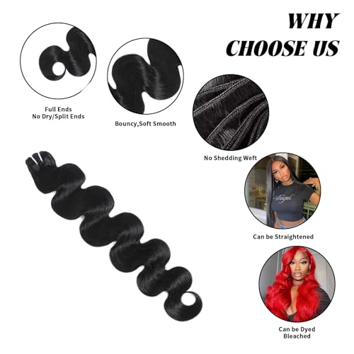 15A Raw Indian Human Hair Bundles Body Wave Bundles Human Hair,Triple Lifespan Virgin Remy Hair,No Tangle Shedding,Keep Texture Silky Soft After Multiple Washes (1 Bundle Natural Black, 18 inch)