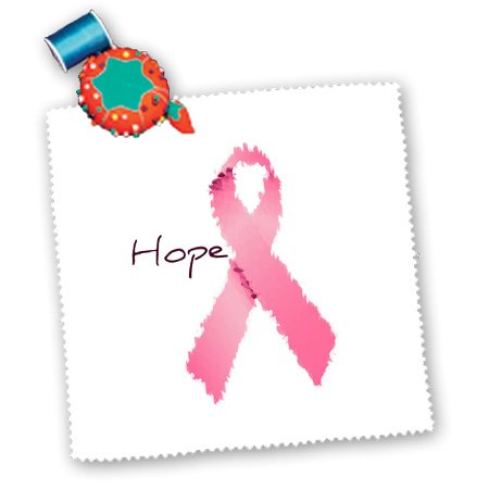 3dRose Painted Pink Ribbon Hope Art Breast Cancer Aware Square Quilt Sheet, 10 by 10-Inch