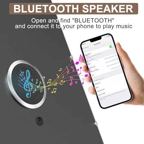 Hasipu LED Makeup Mirror with Bluetooth Speaker, 11" x 14" Hollywood Vanity Mirror with Lights, Rounded Rectangle White Frame, 3 Modes Light, Smart Touch Control Dimmable, 360¡ÆRotation